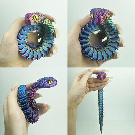 12in 3D Printed Snake Toys, Flexible 3D Printed Animal, Fidget ADHD Snake Toys, Perfect Desk Pet for Animal Collectors