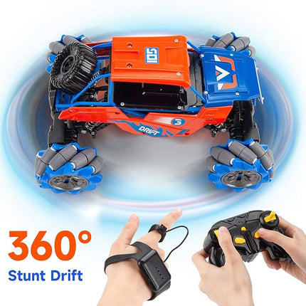 1:14 Scale 4WD Metal Remote Control Car, 360° Rotating Hand Gesture Sensor Control Monster Truck All Terrains RC Car Vehicle Stunt Car with Rechargeable Batteries gift for Boys Kids and Adults