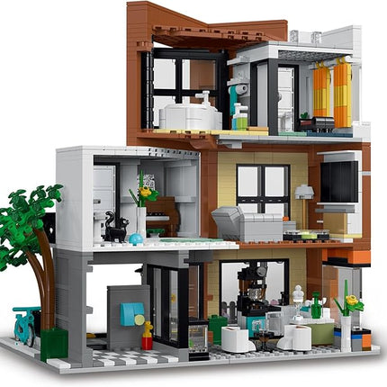 Modern Villas Architecture Building Kit with LED Lights,3 Levels Villas Apartment Building Blocks Toy,for 12+Year Teen,Adul（1399 Pieces）