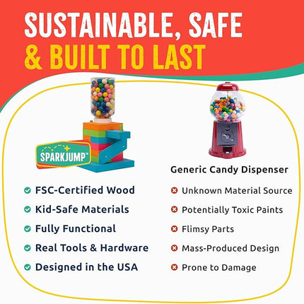 SparkJump DIY Wood Building Kits, STEM Woodworking Kit for Kids, Creative Fun Craft Projects, Great Gift for Boys & Girls (Candy Dispenser, 1-Pack)