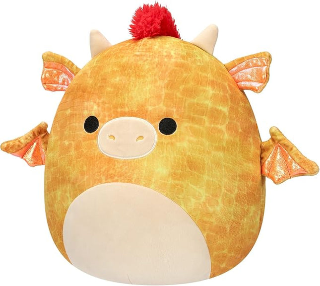 Squishmallows Original 12-Inch Dieric Yellow Dragon with Orange Mane - Official Jazwares Large Plush