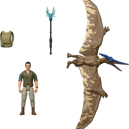 Mattel Jurassic World Rebirth Human & Dinosaur Figure Pack, Dr Henry Loomis & Pteranodon, Movie Accurate 3.75 Inch Scale, Posable Collectible