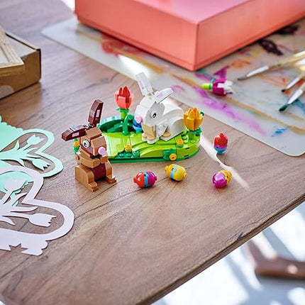 LEGO Easter Rabbits Display 40523 Building Toy Set, Includes Colorful Easter Eggs and Tulips, Easter Decorations