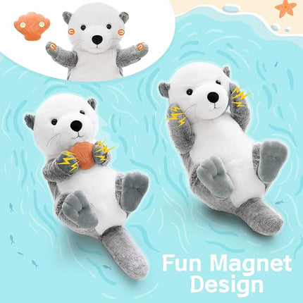 MorisMos 5Pcs Sea Otter Stuffed Animal with Babies,23.6'' Giant Mommy Stuffed Otter Toy with 3 Babies & Plush Seashell, Boy Girl Sea Animal Toys for Kids 3-5 Birthday Christmas Decor