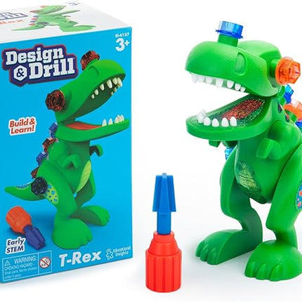 Educational Insights Design & Drill T-Rex Take Apart Dinosaur Toy, 13-Pieces, Preschool STEM Toy, Gift for Kids Ages 3+