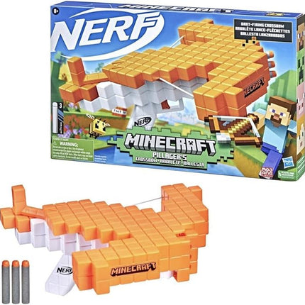 Nerf Minecraft Pillager's Crossbow Dart-Blasting Crossbow, Real Crossbow Action, Includes 3 Official Nerf Elite Darts 42787 Multicolor