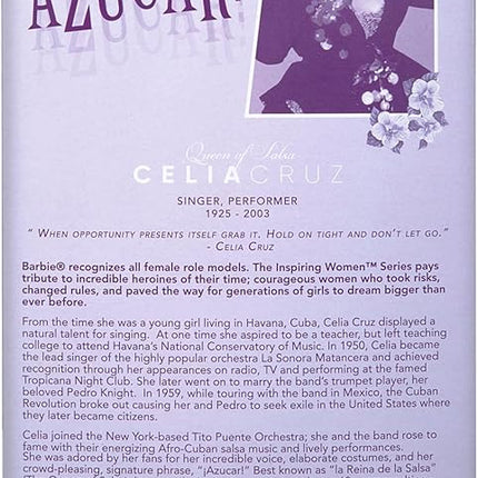 Barbie Inspiring Women Doll, Celia Cruz Queen of Salsa in Red Lace Dress with Golden Microphone, Collectible with Doll Stand & Certificate of Authenticity