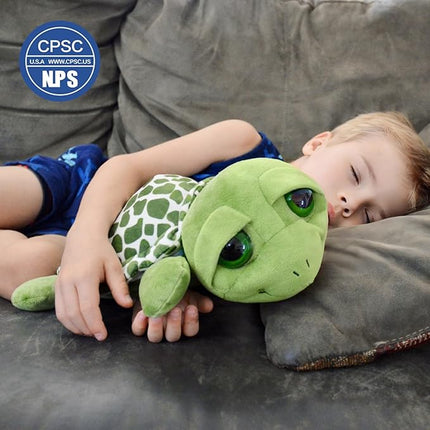 MorisMos Sea Turtle Stuffed Animal with Babies, 14'' Mommy Stuffed Turtle with 3 Babies & 2 Plush Eggs in Tummy, Big-Eyed Sea Tortoise Toys for Kids Toddlers,Sea Stuffed Animals,Tortoise Plush Pillow