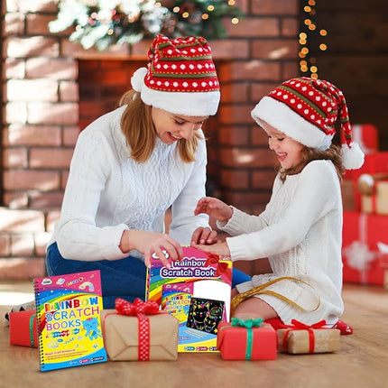 ZMLM Scratch Paper Art-Crafts Gift: 2 Pack Rainbow Notebooks Supplies Toys Easter Basket Stuffers for 3 4 5 6 7 8 9 10 Years Old Girls and Boys Kids Valentine's Day Birthday Party Games (Yellow)