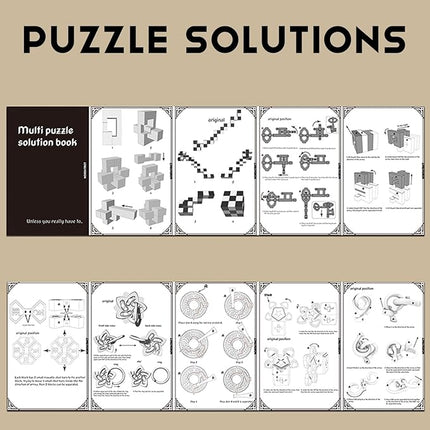 9PCS IQ Puzzle Box Set - Metal & Wood Brain Teaser Games, Decryption Lock Toys for Adults & Teens. Ideal Gift for Christmas, Valentine's Day, Birthday, Anniversary & Family Party Game