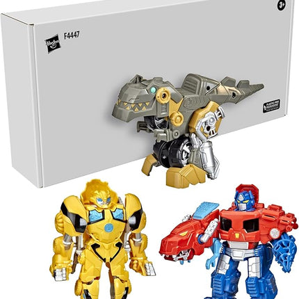 Transformers Playskool Primal Team-Up 3-Pack with Optimus Prime,Bumblebee, and Grimlock Converting Dinosaur Figures, 4.5-Inch Toys, Ages 3 and Up (Amazon Exclusive)