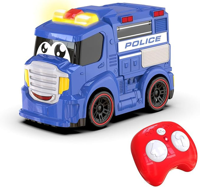 Remote Control Police Car Truck Toy Cars for Toddlers 1-3 with Sirens & Flashing Lights Cartoon RC Emergency Vehicle for Kids 3-5 Boys & Girls