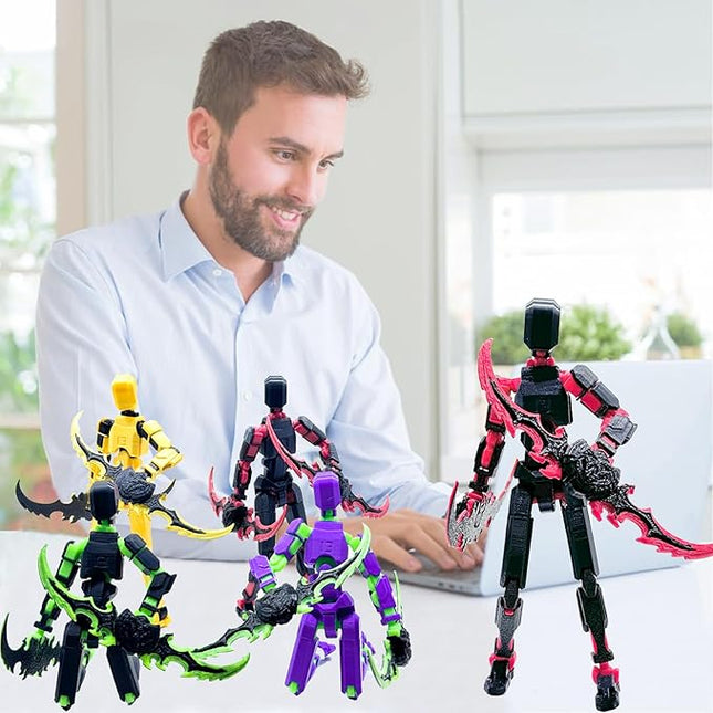 4 Packs (Assembly Completed) T13 Action Figure Set,Titan 13 Robot Movable Action Figure,3D Printed 13 Action Figure Articulated,Full Body Mechanical Doll,Christmas Birthday Gift for Kids Adult