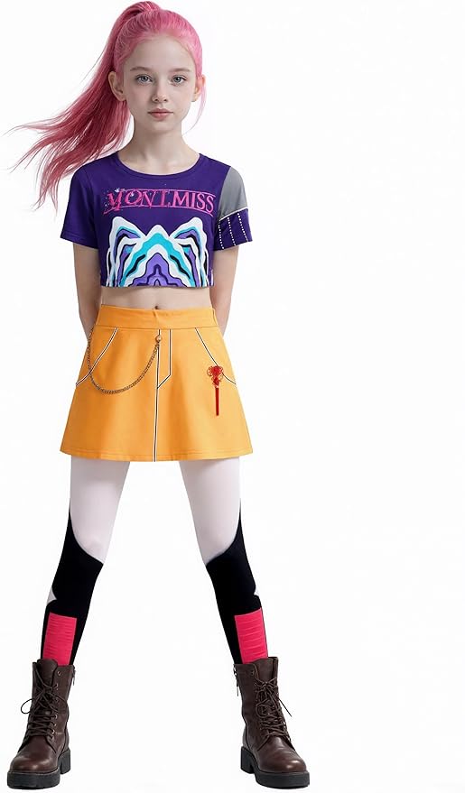 Girls Demon Pop Singer Hunters Costume 3-14 Years Stage Dance Idol Cosplay Outfit, Kids Halloween Costumes