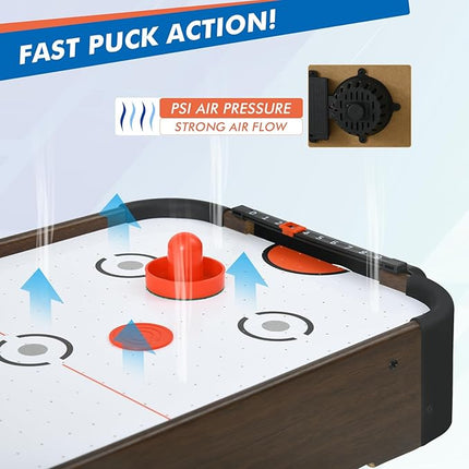 Table Top Air Hockey Table for Kids, 32” Mini Tabletop Air Hockey Game w/Electric Motor Fan, 2 Pushers and 2 Air Hockey Pucks, Great for Playing on The Floor, Tabletop