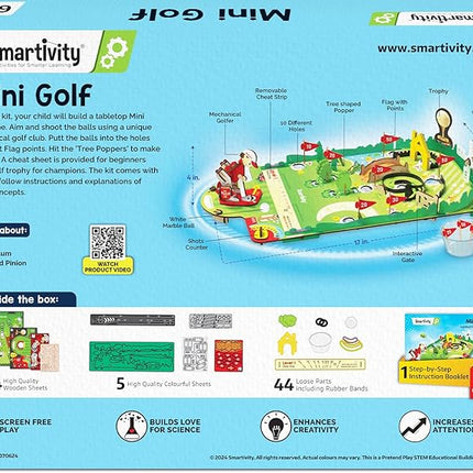 Smartivity Mini Golf Table Top Game for Kids Ages 6 to 12 | Build & Play with Your Own Golf Course | Birthday Gift for Smart Kids | DIY STEM Toys for Boys & Girls 6,7,8,9,10,11,12 Years Old