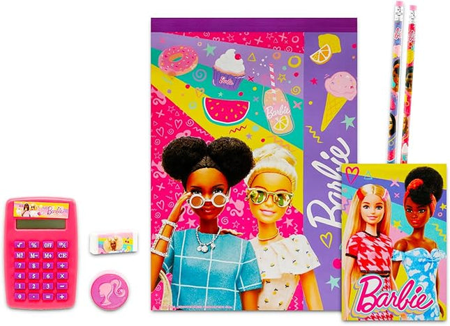 Barbie School Supplies Set - Stationery Bundle with Calculator, Pencils, Erasers, Tattoos, Notebook, More | Barbie School Supplies for Girls