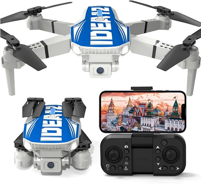 LE-IDEA Foldable Drone with Camera 1080P for Adults, IDEA12 Drones with Altitude Hold, Headless Mode, Optical Flow Positioning, Trajectory Flight, 3 Speed Modes, RC Quadcopter for Beginners (Blue)