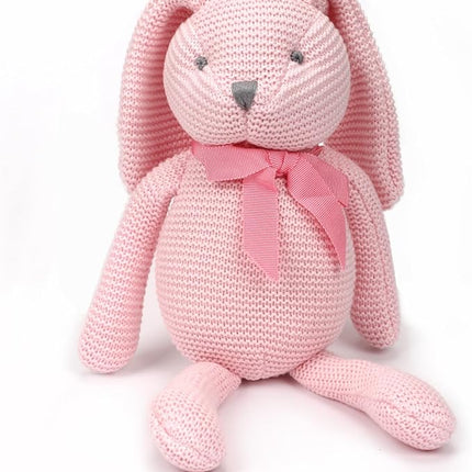 100% Organic Cotton Baby Toys Pink Bunny Rabbit Stuffed Animal for Newborn 7.1"
