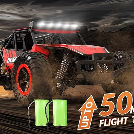 RACENT Remote Control Cars for Boys - 1:16 Scale 20kph Fast RC Truck All Terrain Off-Road Monster Truck Toy for Kids & Adults with 2 Rechargeable Batteries (Red)