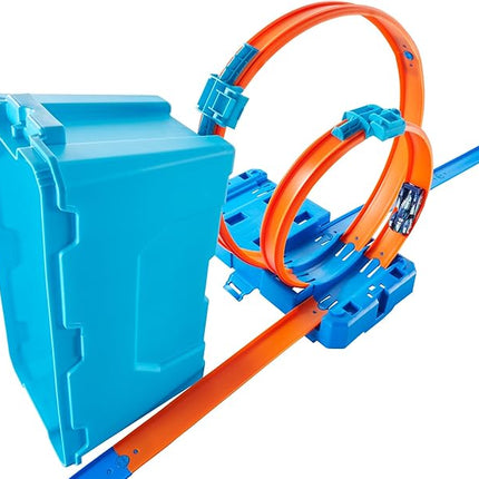 Hot Wheels Toy Car Track Set, Track Builder Multi Loop Box Playset & 1:64 Scale Vehicle, 10 feet of Track Components in Storage Box