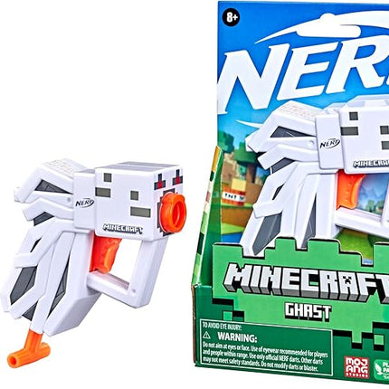 Nerf MicroShots Minecraft Ghast Mini Blaster, Includes 2 Official Elite Darts, Christmas Stocking Stuffers, Minecraft Ghast Mob Design