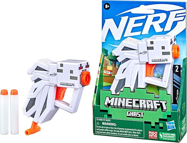 Nerf MicroShots Minecraft Ghast Mini Blaster, Includes 2 Official Elite Darts, Christmas Stocking Stuffers, Minecraft Ghast Mob Design