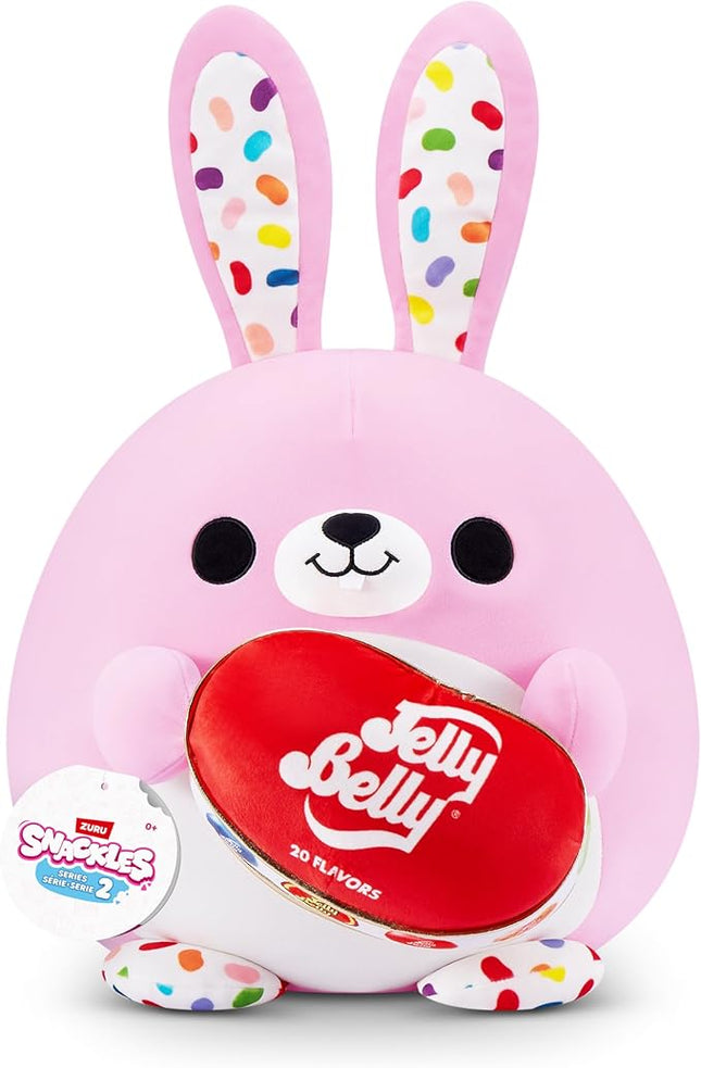 Snackles Series 2 8-inch by ZURU Cuddly Squishy Comfort 8-inch Plush with Licensed Snack Brand Accessory (Bunny&Jelly Belly)