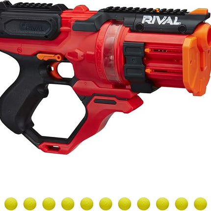 Nerf Rival Roundhouse XX-1500 Red Blaster - Clear Rotating Chamber Loads Rounds into Barrel - 5 Integrated Magazines, 15 Rival Rounds
