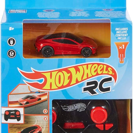 Hot Wheels Toy Car RC Tesla Roadster in 1:64 Scale, Remote-Control Vehicle with Controller & USB Cable, Works On & Off Track
