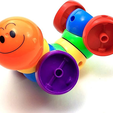 Skoolzy Rainbow Caterpillar Building Toy - Build Fine Motor Skills Color Sorting ADHD Anxiety Fidget Learning Toys to Relieve Stress for Toddlers Kids & Adults Gift for Children, Boy & Girl