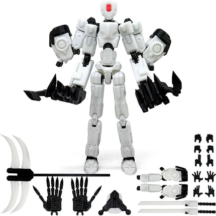 8Inch T13 Action Figure Assembly Completed, T13 Multi-Jointed Movable Robot Action Figure Set,Collectors Desktop Decorations for Game Lovers Toys (White)