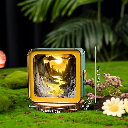 3D Puzzle Nightlight-DIY LED Light 3D Cave Wooden Puzzle-Art Lamp and Craft Kits for Kids and Adults-Birthday Gifts Toys-Home Desk Decor Family Game