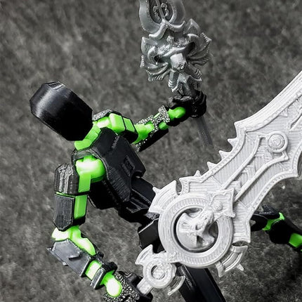 T13 Action Figure for Kids,3D Printed Titan 13 Figure with Multiple Accessories,Dummy 13 Desktop Decorative Toy(Black-Green)