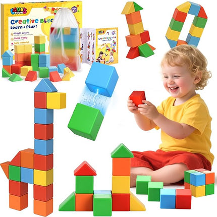LovesTown 28 PCS Magnetic Blocks for Kids, Magnegtic Building Cubes for Toddler Preschool LearningToys Montessori Educational STEM Toys for Boys Girls