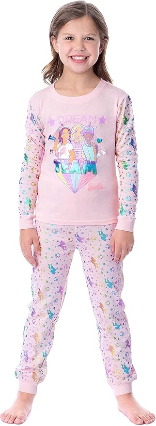 INTIMO Mattel Girls' Barbie Dream Team Unicorn Best Friend Sleep Pajama Set