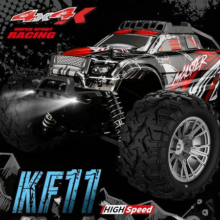 1/16 Hobby Remote Control Truck, 20 MPH High Speed Remote Control 4WD, All Terrain Rock Climbing Truck, Suitable for Boys 4X4 Off-Road Racing Car, with Tail Wing, 2 Shells and 2 Batteries