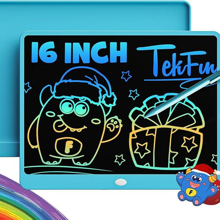 TEKFUN LCD Writing Tablet Doodle Board, 16 Inch Colorful Drawing Tablet Writing Pad, Toddler Toys for 3 4 5 6 7 8 9 Year Old Girls Boys Teen Adults, Birthday Gifts for Kids (Blue)