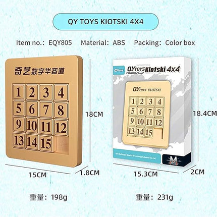 LiangCuber QY Toys Klotski Puzzle ABS Puzzle Magnetic Sliding Block Fun Digital Puzzles Toys for Kids, Prefect Gift for Boys Girls (4x4 Klotski 15-Digit)
