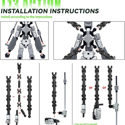 (Assembly Completed) 8 inch T13 Action Figure Set,Robot 13 Action Figure Multi-Articular Mobile Nova T-13,Desktop Decorations for Game Lovers Toys (Black)