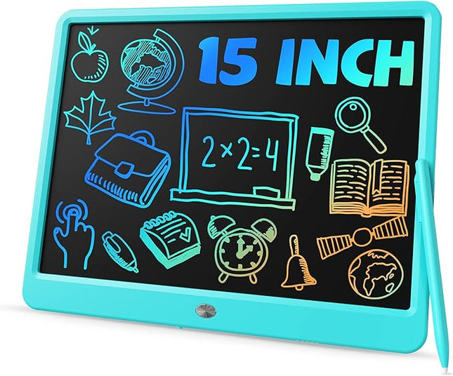 TEKFUN 15inch LCD Writing Tablet Teen Boy Girl Gifts Ideas, Easter Birthday Gifts for Kids, Drawing Board Educational Toys for 6 4 5 3 Year Old Boys, Homeschool and Office Message Memo Board (Blue)