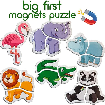 Zoo Magnetic Puzzles for Kids - 5 Big Magnetic Animals for Baby - Travel Toys for for Toddlers - Magnet for Refrigerator - Travel Games - Baby Educational Gift - Puzzle for Preschooler