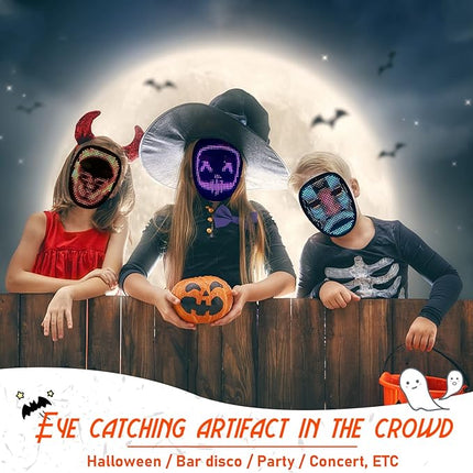Led Mask with Gesture Sensing,Light up mask for Kids/Men/Women LED Halloween Mask for Costume Cosplay Party