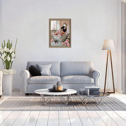 African American Jigsaw Puzzles 500 Pieces for Adults, Bath Time Reading Scene, Black Woman Wooden Puzzle for Stress Relief, Challenging Brain Teaser & Home Decor