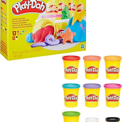 Play-Doh 9 Pack Favorite Color Set, Assorted Colors, 2 & 4 Ounce Modeling Compound Cans, Kids Arts & Crafts, Back to School Gifts & Prizes, Preschool Toys, Ages 2+ (Amazon Exclusive)