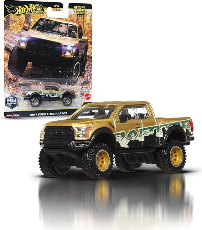 Hot Wheels Premium Car Culture Off Road 1:64 Scale Die-Cast 2017 Ford F-150 Raptor Vehicle with Real Riders Tires & Metal/Metal Body & Chassis