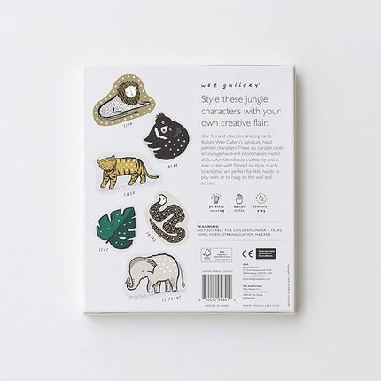 Wee Gallery Jungle Lacing Cards, Sewing Board and Travel Game for Toddlers and Preschoolers, Fine Motor Skills Toy, Montessori-Inspired Educational Kids Craft Activity for Ages 3+