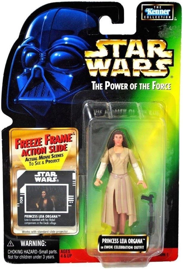 PRINCESS LEIA ORGANA IN EWOK CELEBRATION OUTFIT & FREEZE FRAME ACTION SLIDE Star Wars 1998 The Power of the Force Action Figure