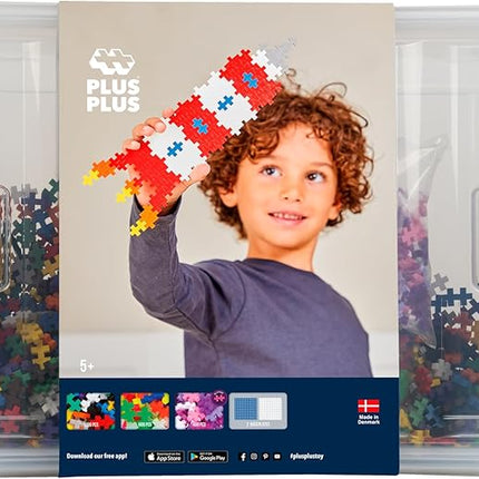 Plus-Plus - 2,400 Pieces in Storage Tub - Basic, Neon & Glitter Mix w/ 2 Baseplates - Construction Building Stem/Steam Toy, Kids Mini Puzzle Blocks