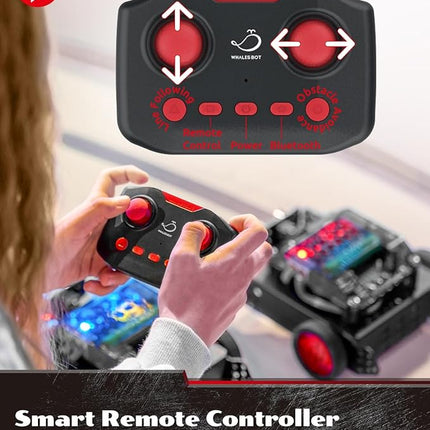 WhalesBot Rocky Smart Robot Car Coding & Remote Control Kit for Kids 8-16, STEM, Modular/Scratch/Python/C Programming, Educational Engineering Science Toy Set